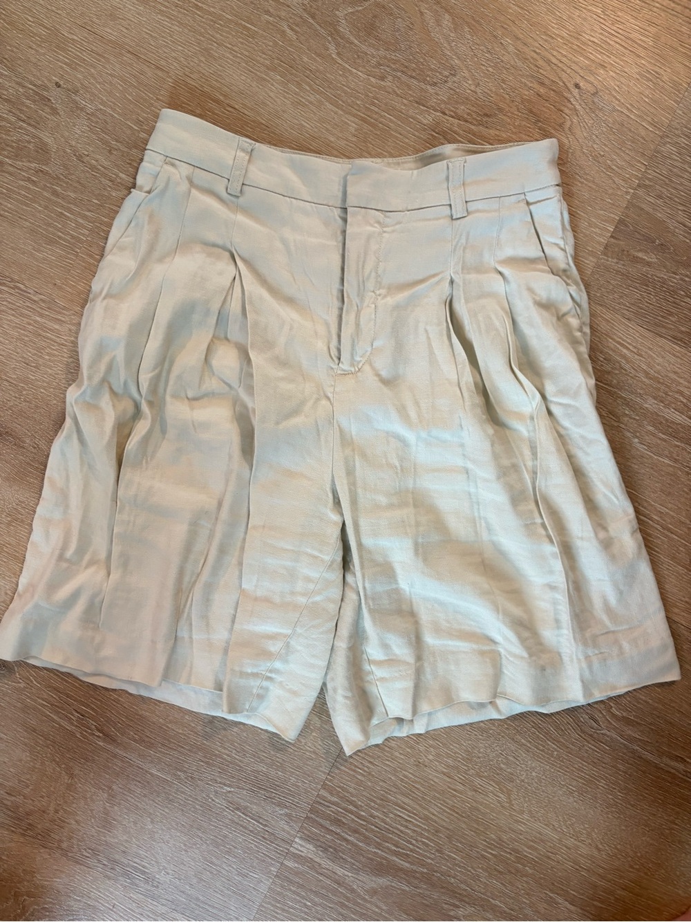 Anthropologie Maeve High-Waist Cream Pleated linen Women’s Shorts